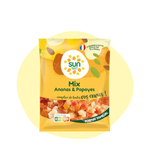 Cubes d'ananas et de papayes